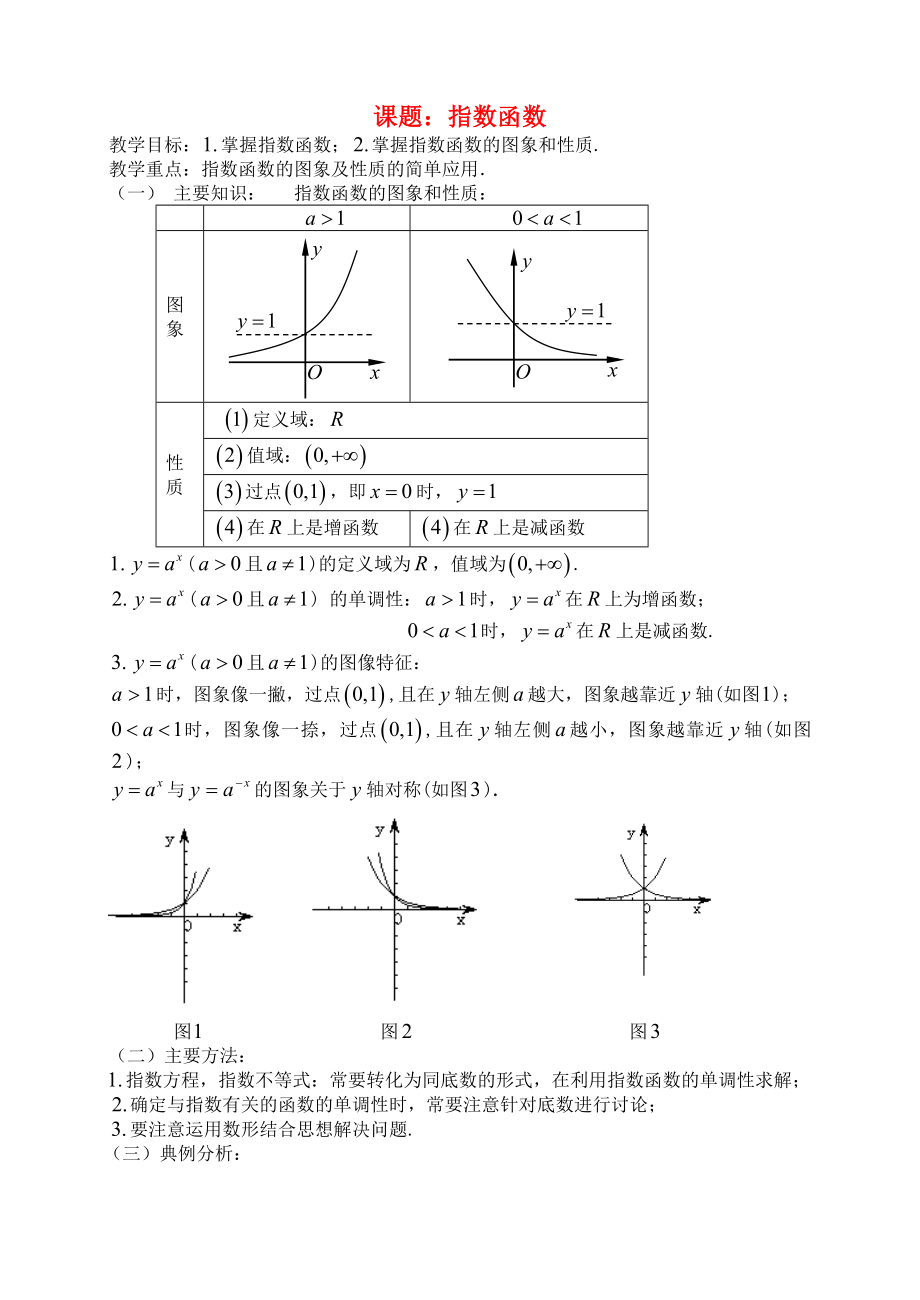 高三數(shù)學(xué) 第16課時(shí) 指數(shù)函數(shù)教案_第1頁(yè)