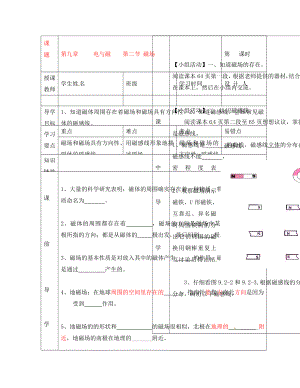 湖北省武漢市陸家街中學(xué)八年級(jí)物理 第九章 電與磁 第二節(jié) 磁場(chǎng)導(dǎo)學(xué)案（無(wú)答案）