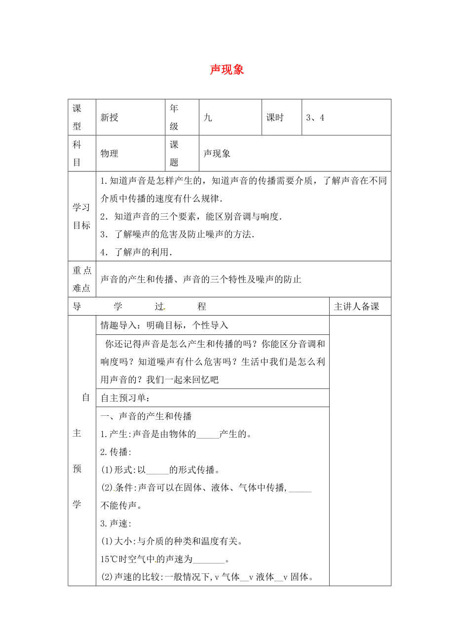 湖南省邵東縣仙槎橋鎮(zhèn)2020屆中考物理一輪復(fù)習(xí) 聲現(xiàn)象導(dǎo)學(xué)案（無答案）_第1頁