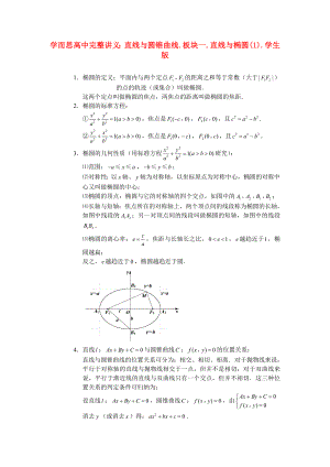 高中數(shù)學 直線與圓錐曲線 板塊一 直線與橢圓(1)完整講義（學生版）