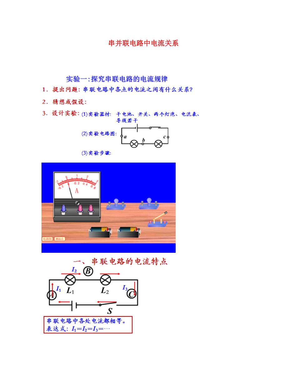 遼寧省凌海市石山初級中學(xué)八年級物理上冊 串并聯(lián)電路中電流關(guān)系復(fù)習(xí)題（無答案） 新人教版_第1頁