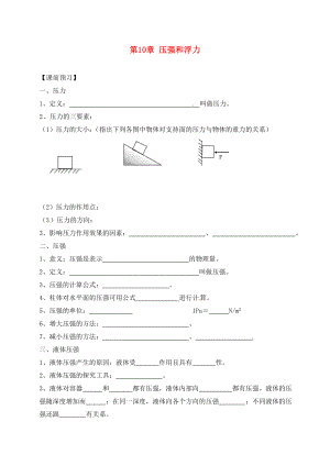 江蘇省連云港市東?？h南辰鄉(xiāng)2020屆中考物理一輪復(fù)習(xí) 壓強(qiáng)和浮力學(xué)案1（無答案）