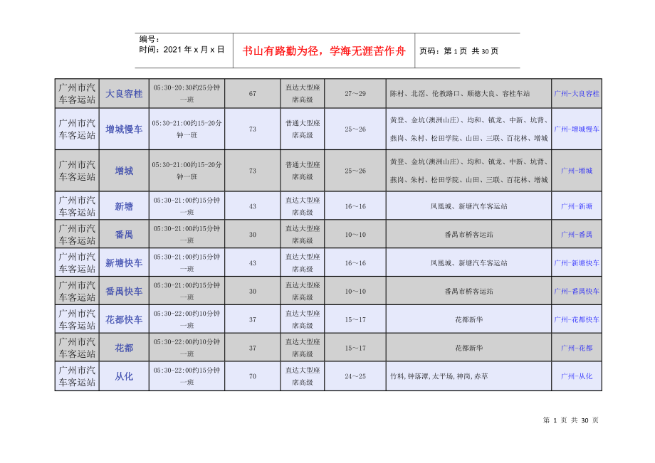 广州市汽车客运站时刻表_第1页