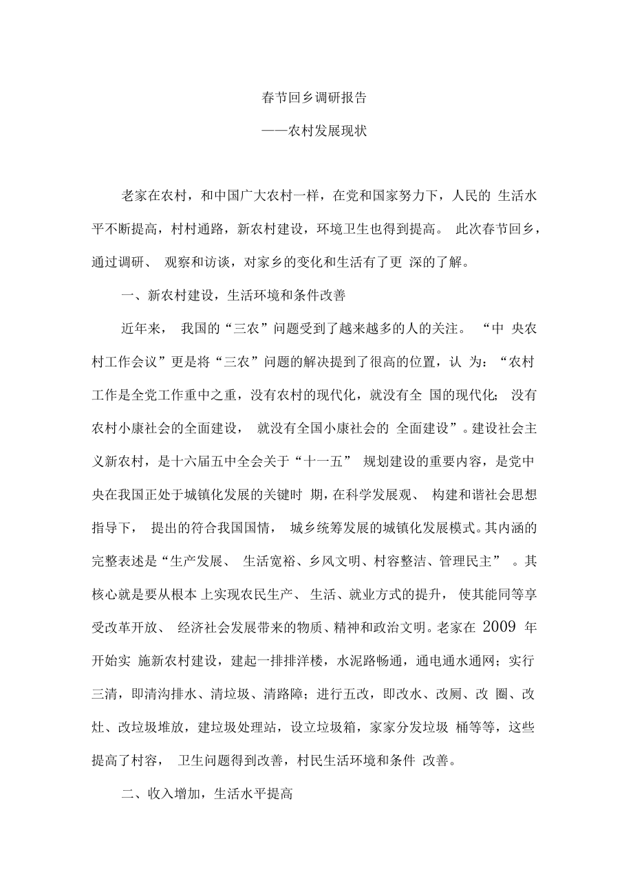 春节回乡调研报告_第1页