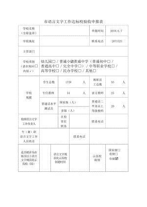 市語(yǔ)言文字工作達(dá)標(biāo)校驗(yàn)收申報(bào)表