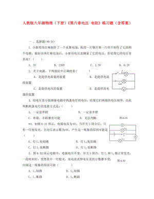 八年級物理下冊 第六章《電壓 電阻》練習(xí)題 人教新課標(biāo)版