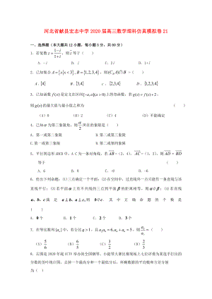 河北省獻縣宏志中學(xué)2020屆高三數(shù)學(xué) 仿真模擬卷 21 理