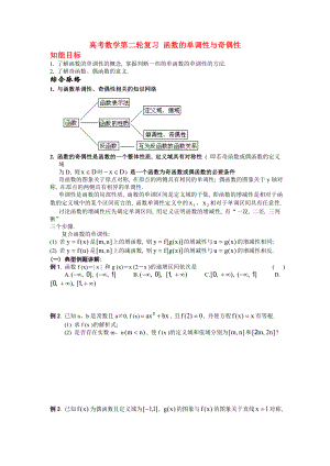 高考數(shù)學第二輪復習 函數(shù)的單調(diào)性與奇偶性 人教版