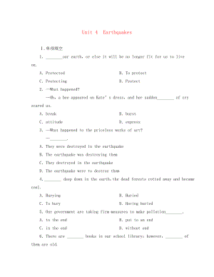 2020屆高考英語(yǔ)備考一輪復(fù)習(xí) Book1 Unit 4《Earthquakes》練習(xí) 新人教版