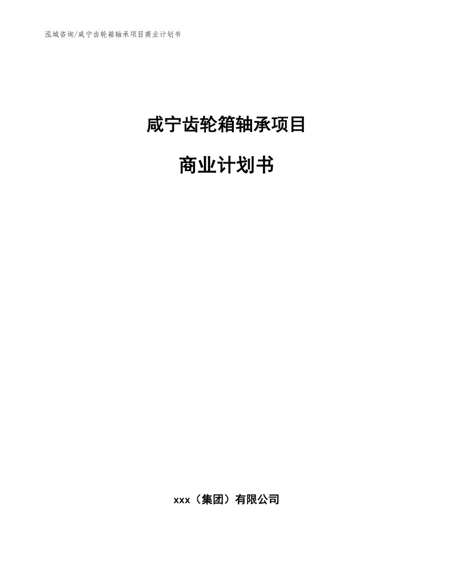 咸宁齿轮箱轴承项目商业计划书【范文】_第1页