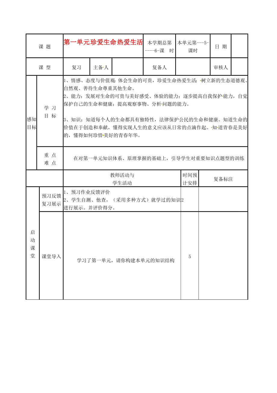 山東省濱州市鄒平實(shí)驗(yàn)中學(xué)七年級(jí)政治上冊(cè) 第一單元復(fù)習(xí)學(xué)案（無答案） 人教新課標(biāo)版_第1頁