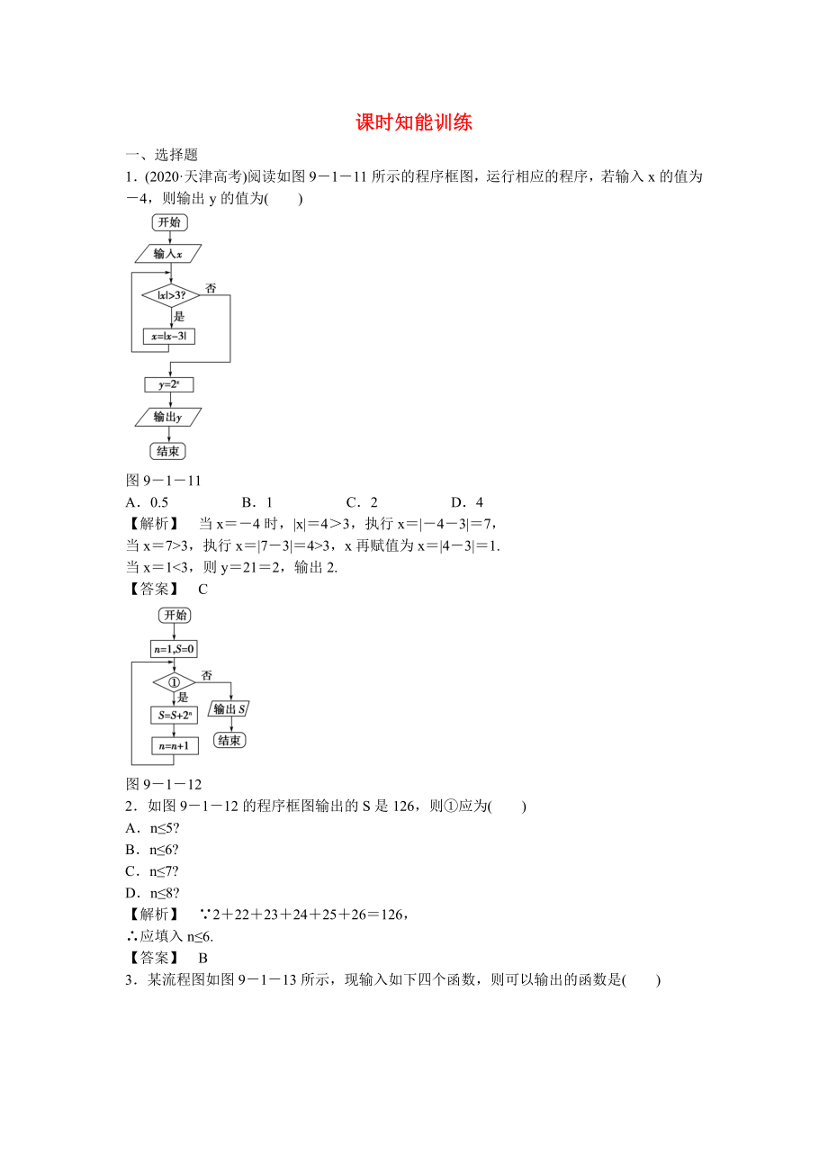 （廣東專用）2020高考數(shù)學(xué)總復(fù)習(xí)第九章第一節(jié) 課時跟蹤訓(xùn)練 理_第1頁