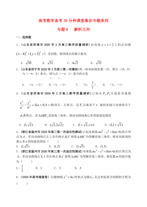 高考數(shù)學(xué)備考30分鐘課堂集訓(xùn)系列專(zhuān)題8 解析幾何（學(xué)生版）