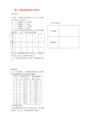 高中數(shù)學 第六章 第11課時《線性回歸方程》同步練習（2）（學生版） 蘇教版必修3