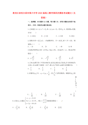 黑龙江省哈尔滨市第六中学2020届高三数学第四次模拟考试题 文（无答案）