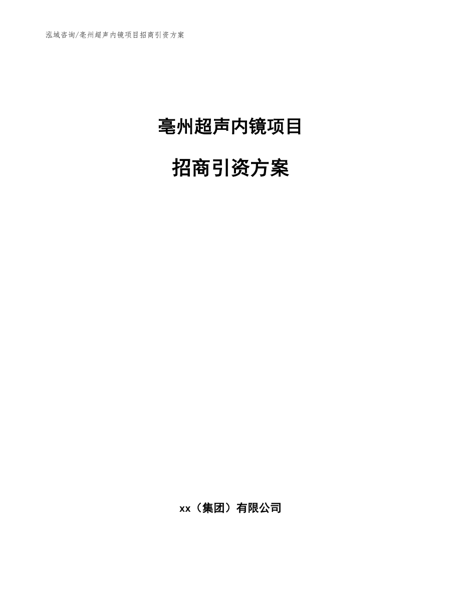 亳州超声内镜项目招商引资方案（范文）_第1页