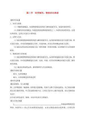 （貴陽專版）2020年秋九年級物理全冊 第13章 內(nèi)能與熱機 第2節(jié) 科學(xué)探究 物質(zhì)的比熱容教學(xué)案（無答案）（新版）滬科版