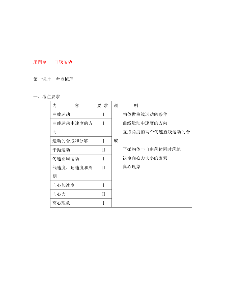 湖北省紅安一中高三物理書(shū)聯(lián)版資料 曲線運(yùn)動(dòng)_第1頁(yè)