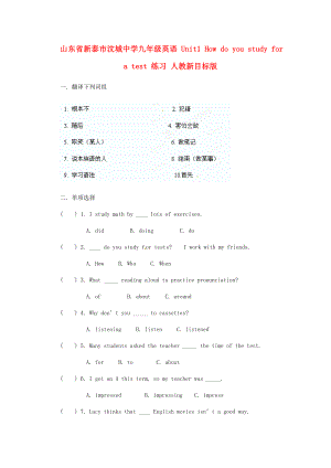 山東省新泰市汶城中學九年級英語 Unit1 How do you study for a test 練習（無答案） 人教新目標版