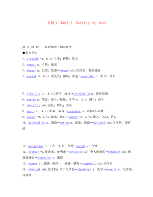 2020年高考英語 經(jīng)典實用 Unit 2 Working the land要點梳理+重點突破 新人教版必修4