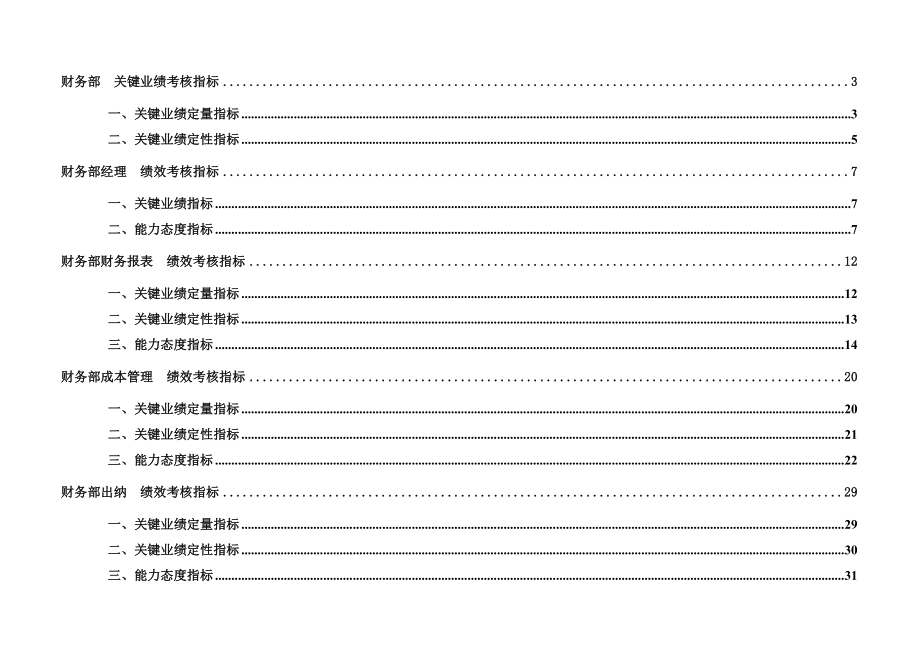 企業(yè)財務(wù)部門及其各崗位kpi績效指標_第1頁