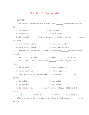 【步步高】2020高考英語 Unit2Growing pains總復(fù)習(xí) 牛津版必修1