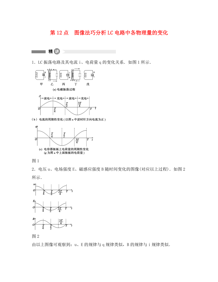 高中物理 模塊要點回眸 第12點 圖像法巧分析LC電路中各物理量的變化素材 滬科版選修3-4（通用）_第1頁