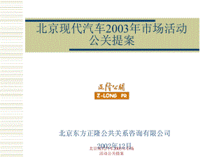北京现代汽车2003年市场活动公关提案课件