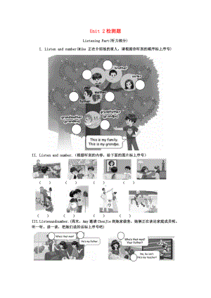 2020年春三年級(jí)英語下冊(cè) Unit 2 My family檢測(cè)卷（無答案） 人教PEP版