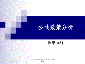北京大学公共政策讲义政策执行大师珍藏版课件