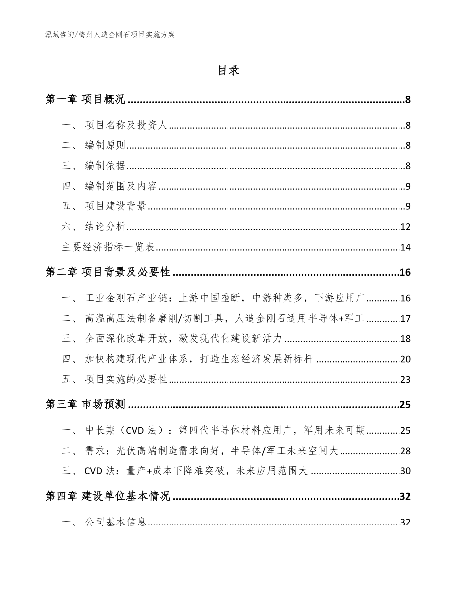 梅州人造金刚石项目实施方案【模板范文】_第1页