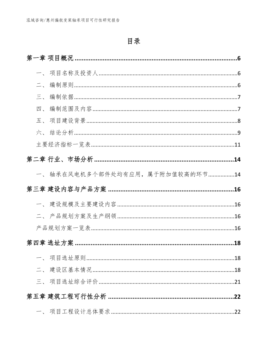 惠州偏航变桨轴承项目可行性研究报告_范文模板_第1页