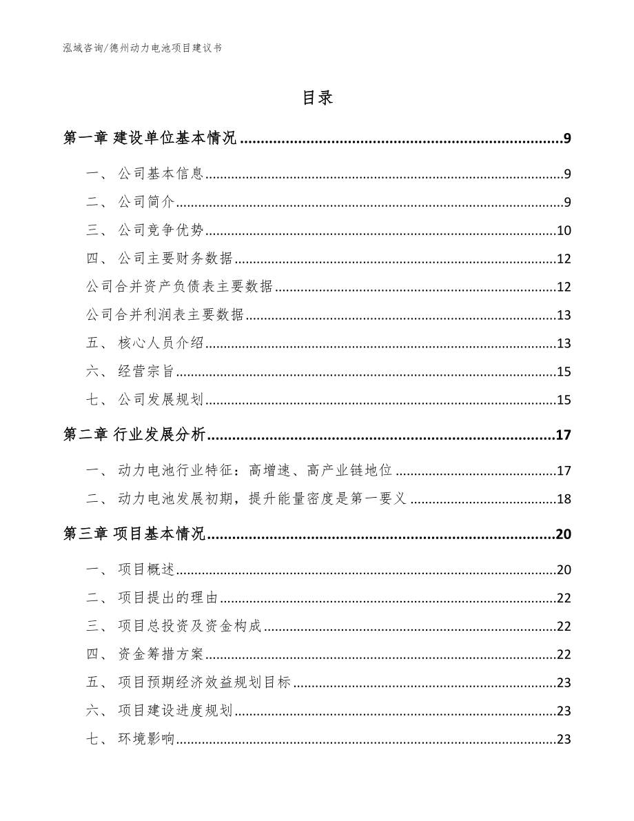 德州动力电池项目建议书_第1页