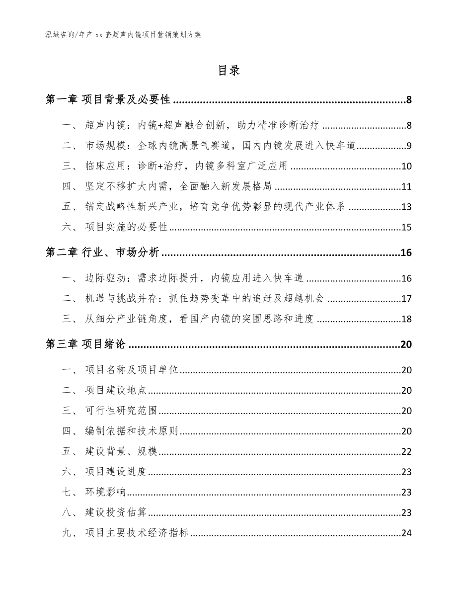 年产xx套超声内镜项目营销策划方案（范文模板）_第1页