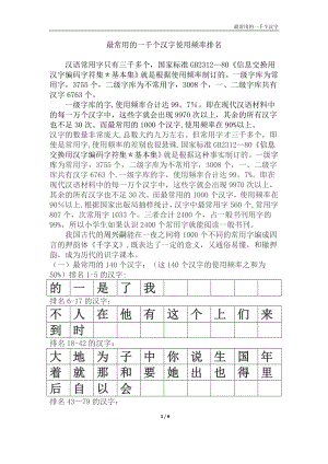 最常用的1000个汉字简体表试卷教案