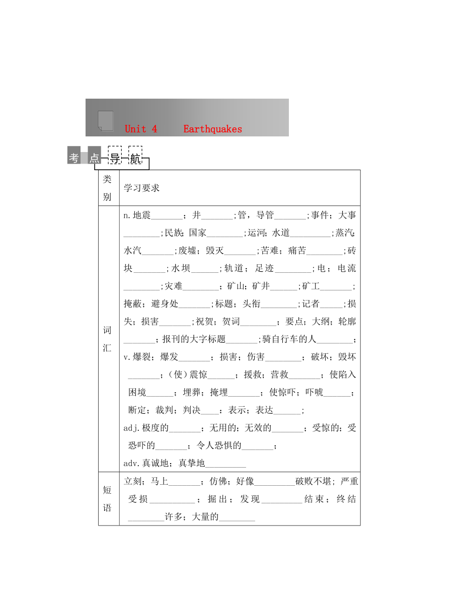 2020高考英語 Book 1 Unit 4課案 新人教版_第1頁