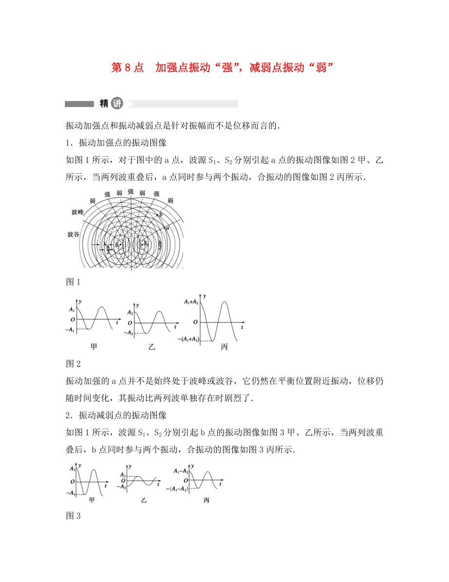 高中物理 模塊要點回眸 第8點 加強點振動強減弱點振動弱素材 教科版選修3-4_第1頁