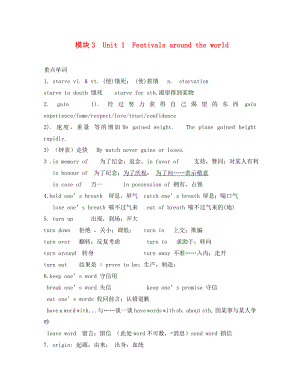 2020高中英語(yǔ) 短語(yǔ)知識(shí)點(diǎn) Unit 1 Festivals around the world學(xué)案 新人教版必修3