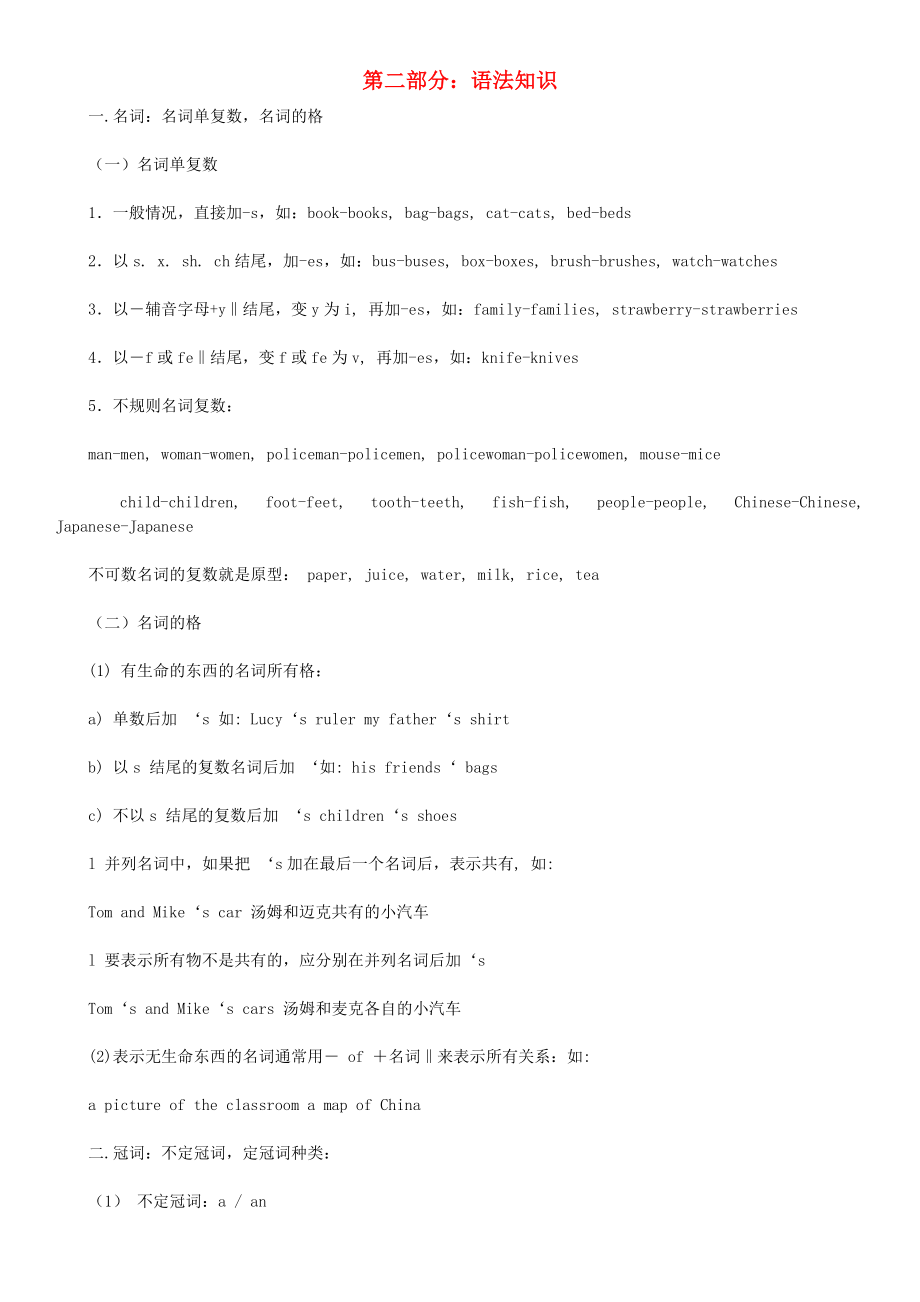 2020年小升初英語 語法復(fù)習(xí)要點歸納素材_第1頁