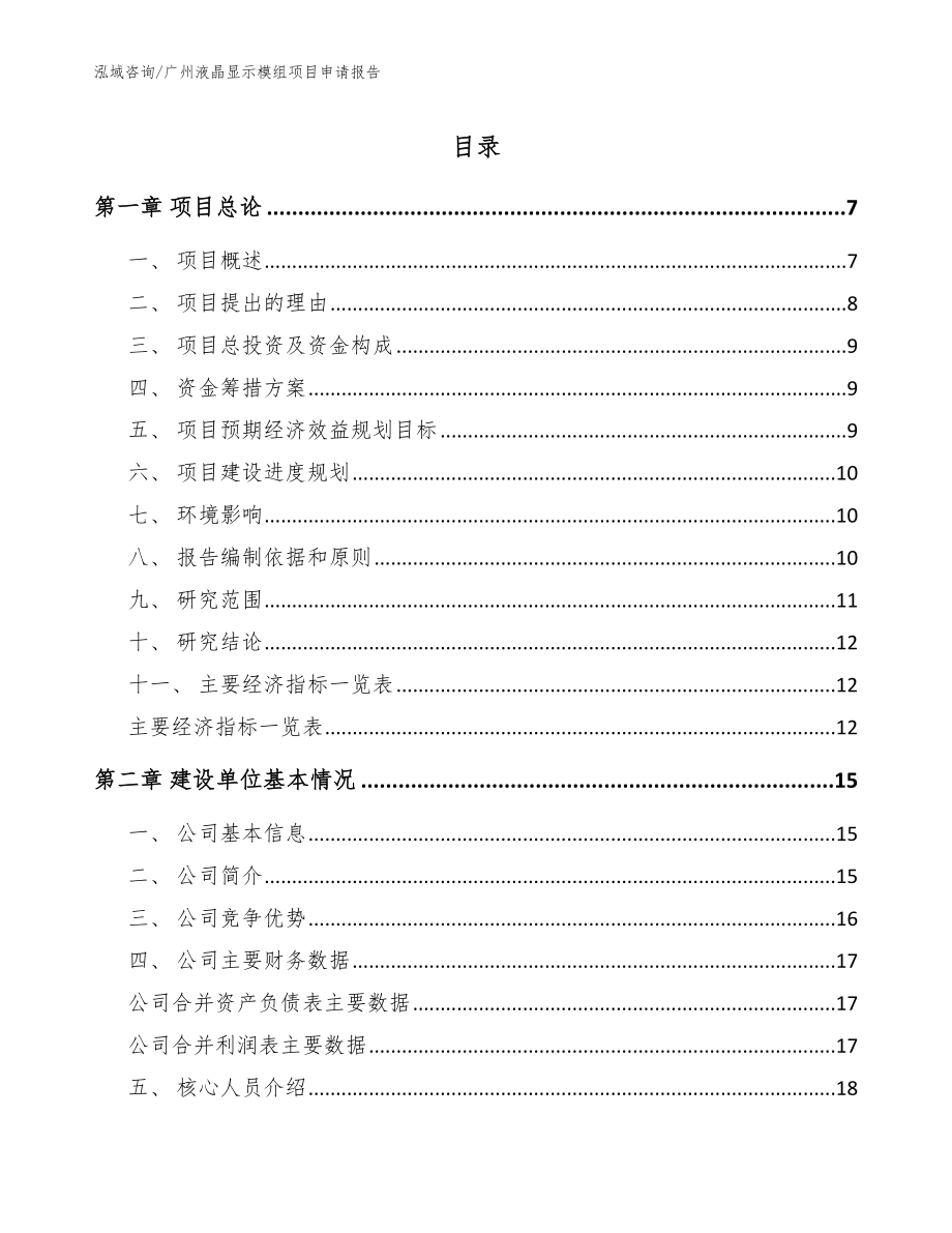 广州液晶显示模组项目申请报告_范文模板_第1页