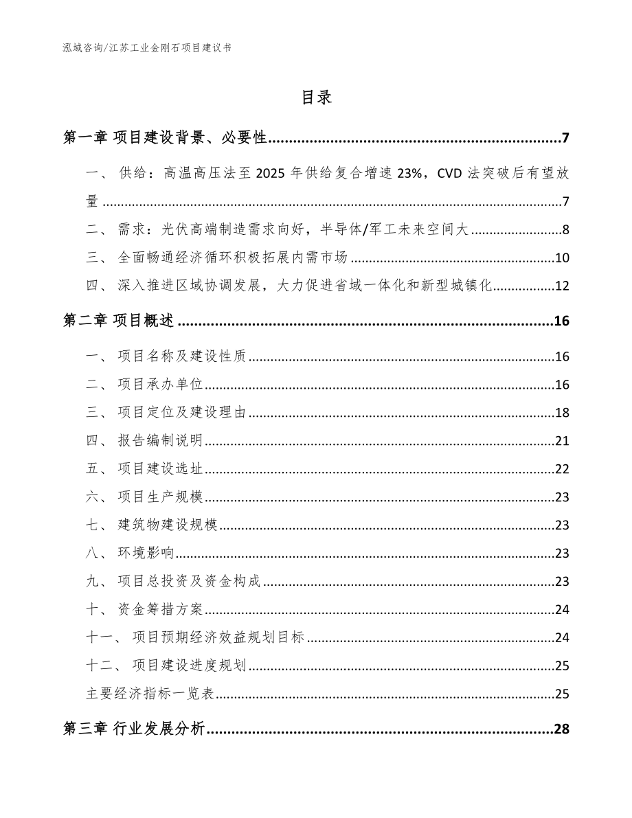 江苏工业金刚石项目建议书_模板范本_第1页