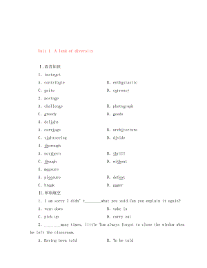 【優(yōu)化方案】（陜西專用）2020高考英語總復習 課時作業(yè)三十六 Unit1 A land of diversity 新人教版選修8