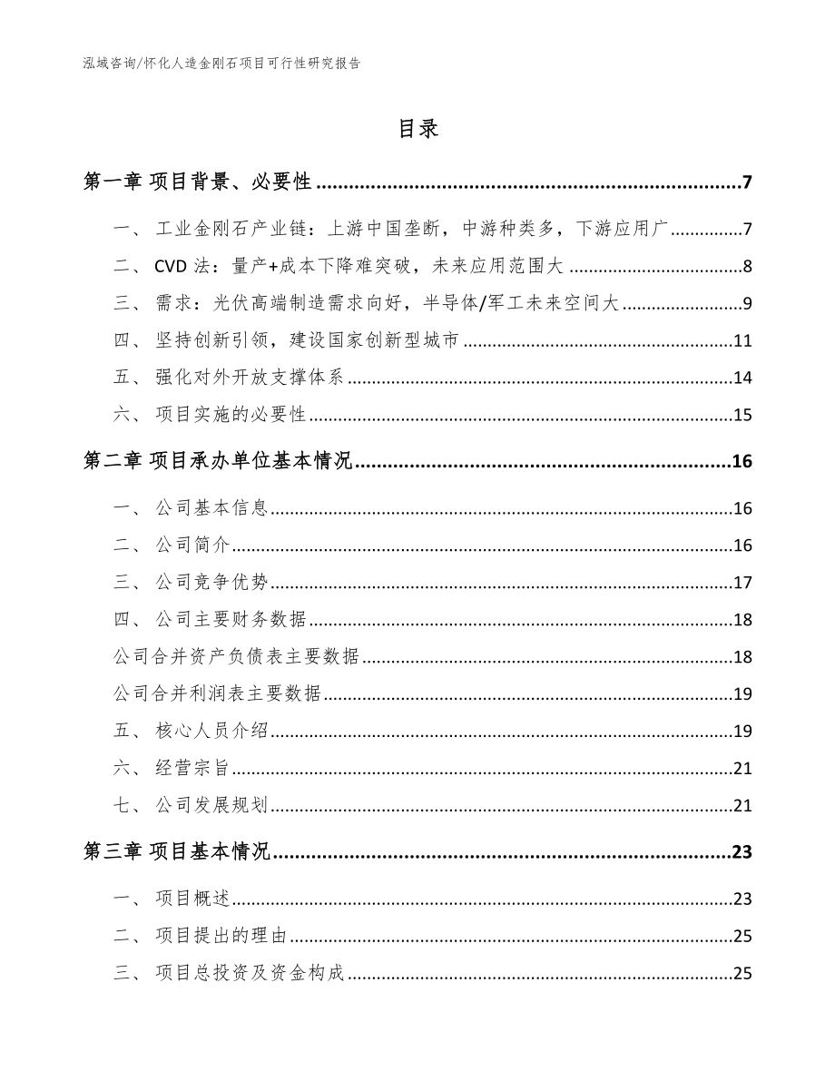 怀化人造金刚石项目可行性研究报告【模板范文】_第1页