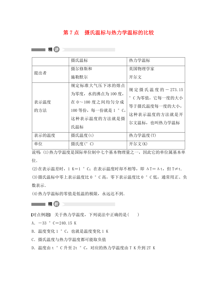 高中物理 模塊要點回眸 第7點 攝氏溫標與熱力學溫標的比較素材 新人教版選修3-3（通用）_第1頁