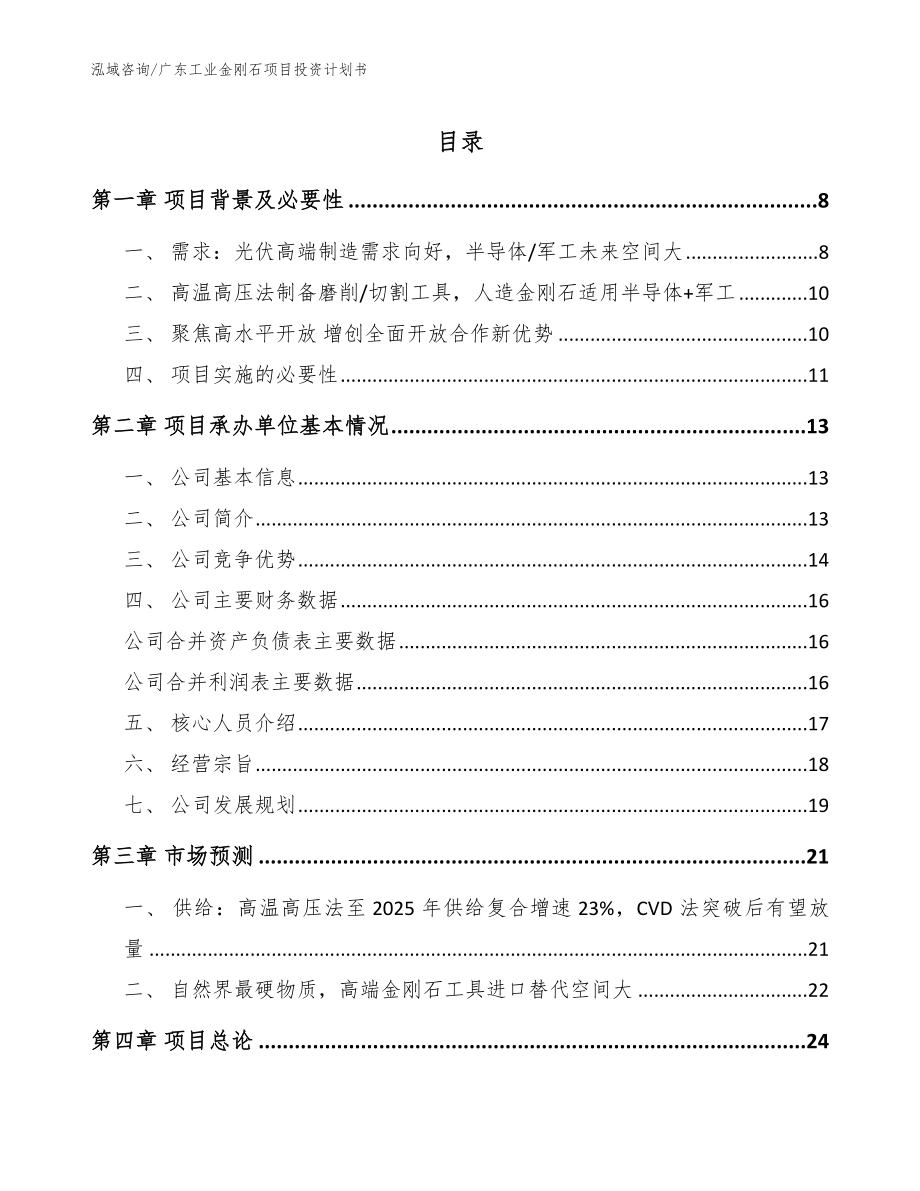 广东工业金刚石项目投资计划书_第1页