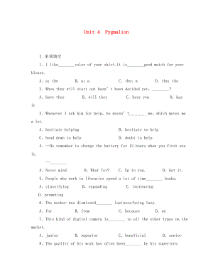 【步步高】2020高考英語(yǔ) Unit4Pygmalion練習(xí) 新人教版選修8