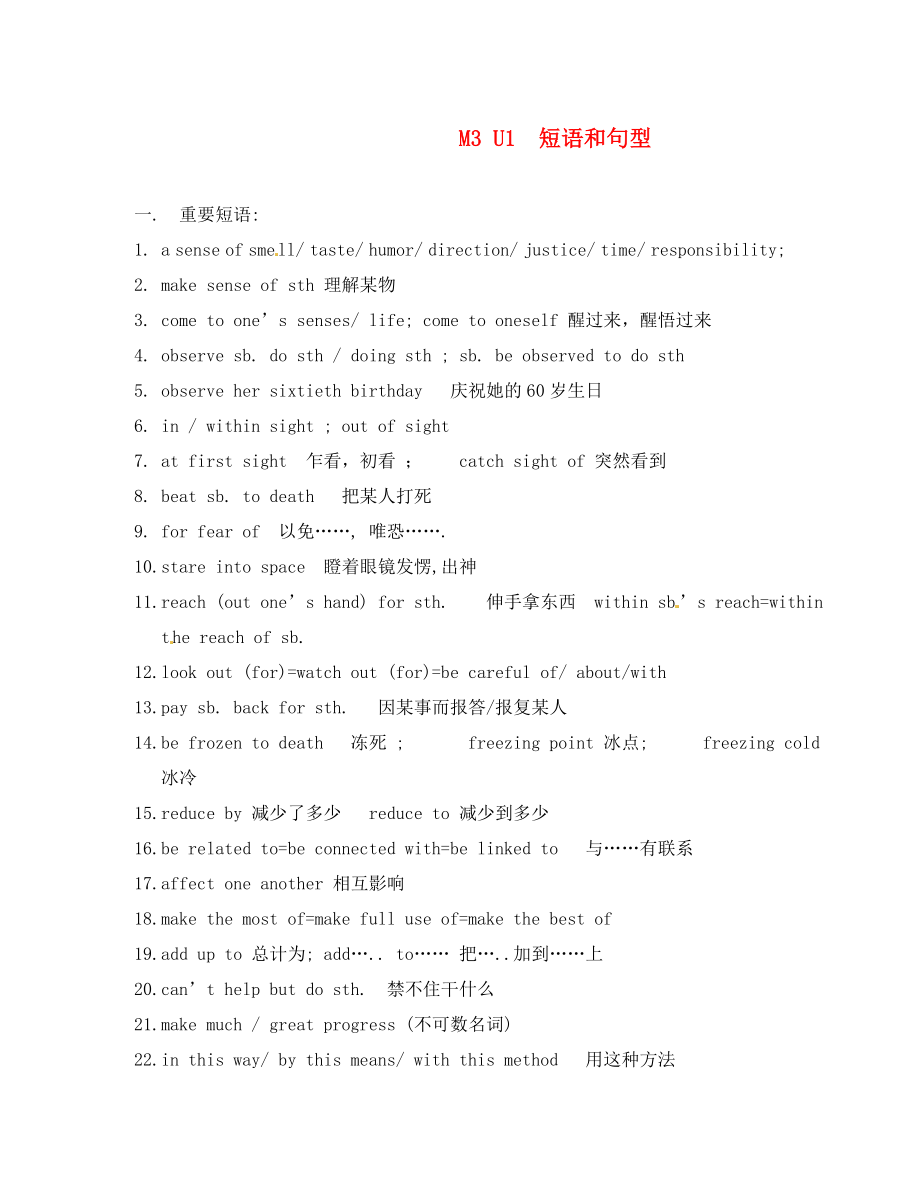 江蘇省姜堰市張甸中學高三英語一輪復習 Module 3Unit 1Exercises of Vocabulary_第1頁