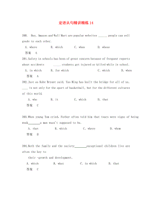 廣東省天河區(qū)2020屆高考英語二輪復(fù)習(xí) 語法精講精煉 定語從句14