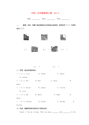 五年級(jí)英語上冊(cè)Unit 6單元測(cè)試 人教版PEP