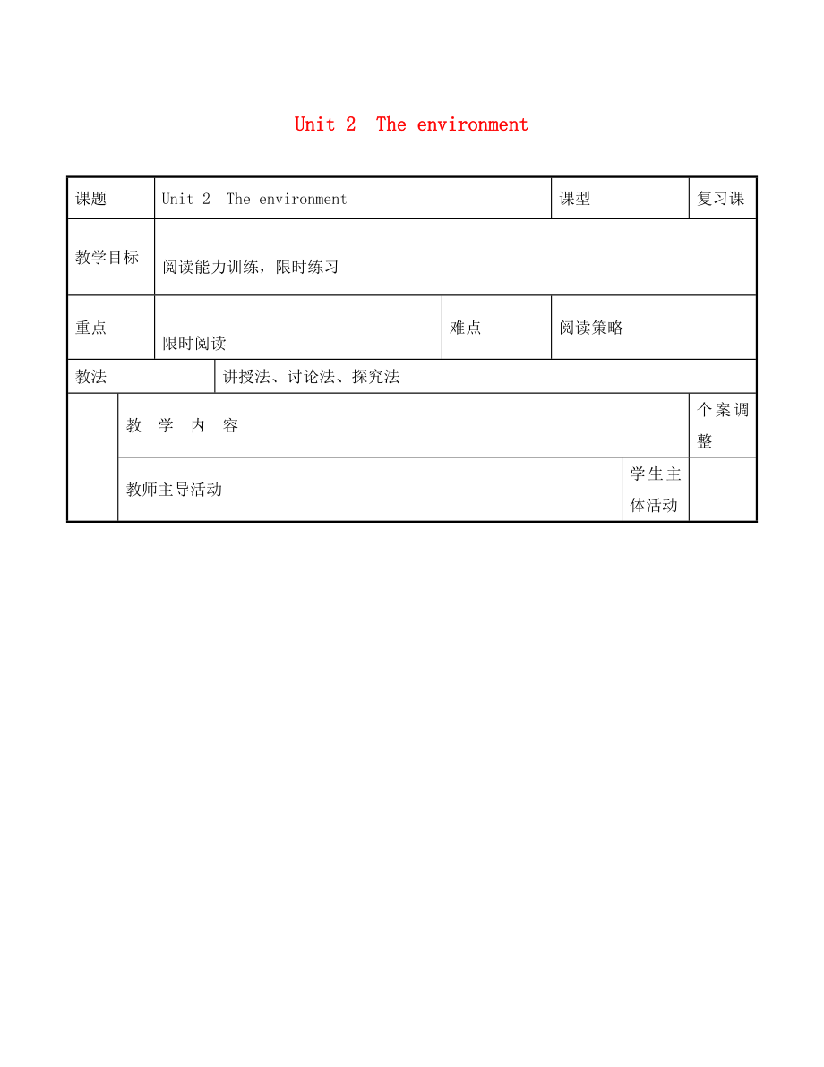 江蘇省新沂市第二中學(xué)高三英語 專題復(fù)習(xí) Unit 2 The environment（第3課時(shí)）教案 牛津譯林版必修5_第1頁